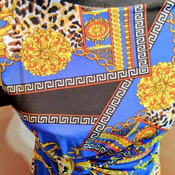 Dressbarn Leopard and Chains dress with scrunched side - Picture 2 of 7